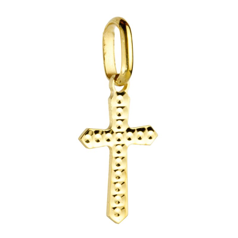 Croce Petit in argento 925 dorato in lavorazione puntinata