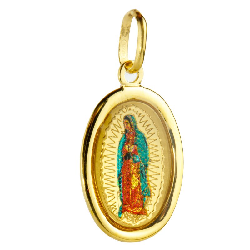 Medaglia della Nostra Signora di Guadalupe in argento 925 dorato e smalto