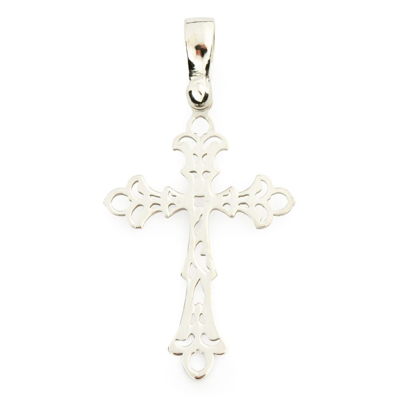 Croce traforata effetto filigrana in argento 925