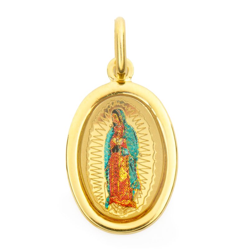 Medaglia della Nostra Signora di Guadalupe in argento 925 dorato e smalto