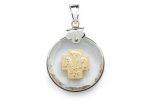 Medaglia con la Croce della Pace in oro 18 kt, argento 925 e cristallo