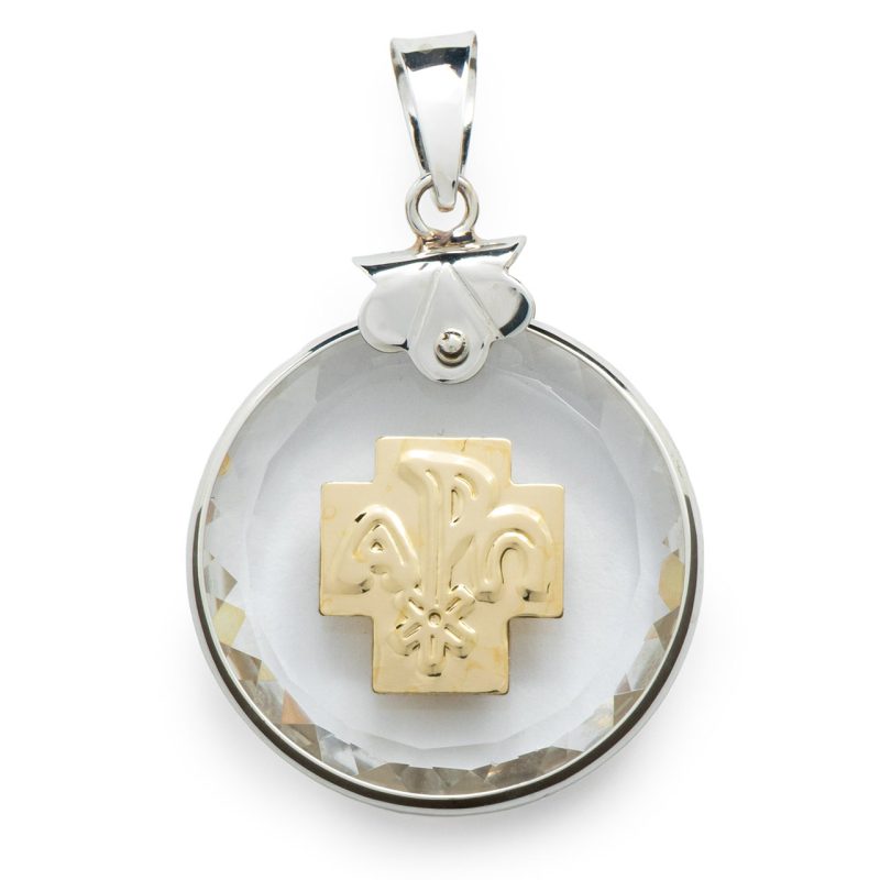 Medaglia con la Croce della Pace in oro 18 kt, argento 925 e cristallo