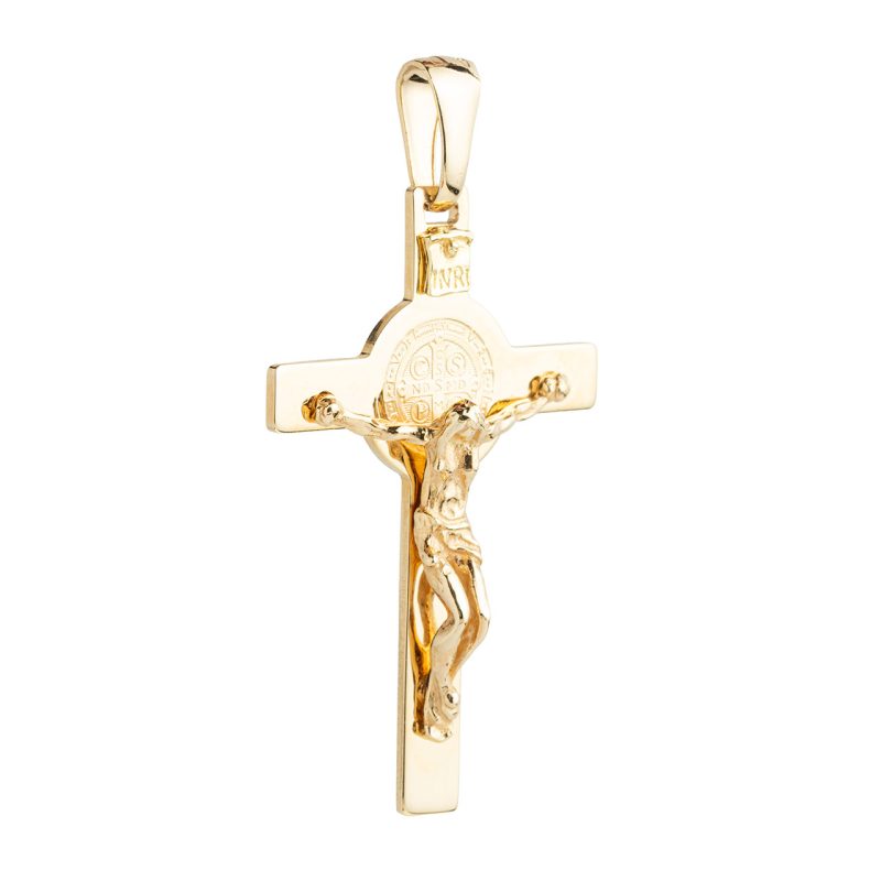 Croce San Benedetto in oro 18 kt giallo