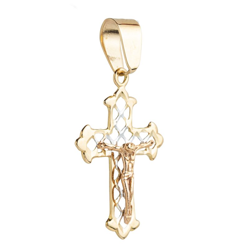 Croce tricolore in oro 18 kt