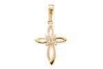 Croce Fiore in oro 18 kt e zirconi