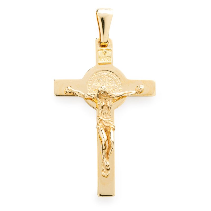 Croce San Benedetto in oro 18 kt giallo