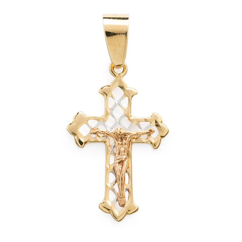 Croce tricolore in oro 18 kt